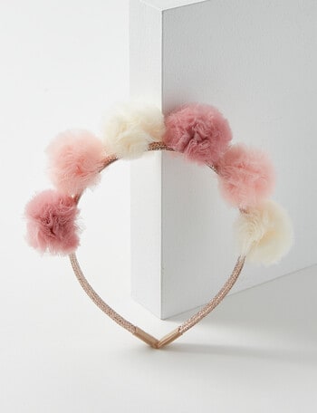Mac & Ellie Pompom Head Band Tulle, Pink product photo