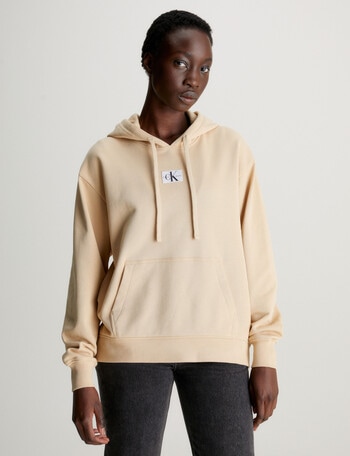 Calvin Klein Woven Label Oversized Hoodie, Warm Sand product photo