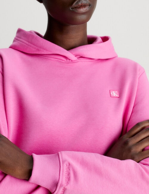Calvin Klein Embroidered Badge Regular Hoodie, Pink Amour product photo View 03 L