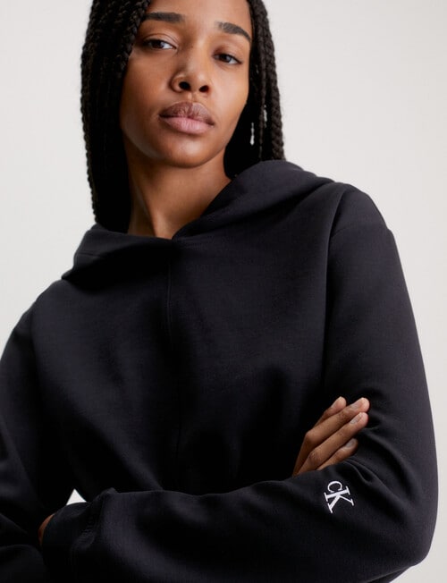 Calvin Klein Wrap Cropped Hoodie, Black product photo View 03 L