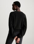 Calvin Klein Woven Label Ziped Cardigan, Black product photo View 02 S