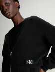 Calvin Klein Woven Label Ziped Cardigan, Black product photo View 03 S