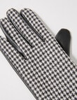 Boston + Bailey Houndstooth & Pleather Fleece Lined Glove, Black & White product photo View 03 S
