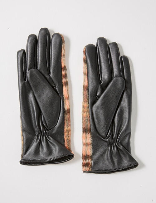 Boston + Bailey Check & Pleather Fleece Lined Glove, Beige product photo View 02 L