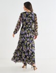 Harlow Long Sleeve Frill Maxi Dress, Green Floral product photo View 02 S