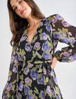 Harlow Long Sleeve Frill Maxi Dress, Green Floral product photo View 04 S