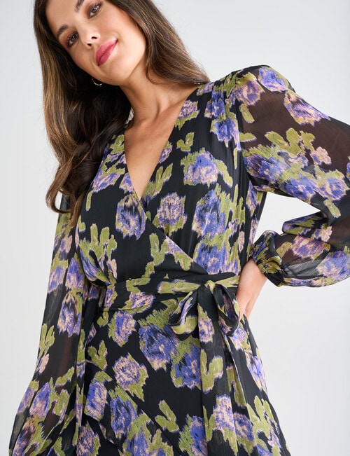 Harlow Long Sleeve Frill Maxi Dress, Green Floral product photo View 04 L