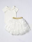 Teeny Weeny All Dressed Up Bodsysuit & Skirt Set, 2-Piece, Ivory product photo