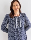 Ruby & Bloom Long Sleeve Cotton Nightie, Navy Leaf product photo View 04 S