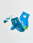 Simon De Winter Dino Crew Sock, 3-Pack, Blue, Teal & Cream product photo