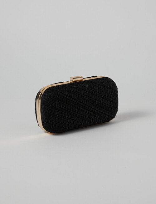 Harlow Pleated Glitter Clutch, Black product photo View 04 L