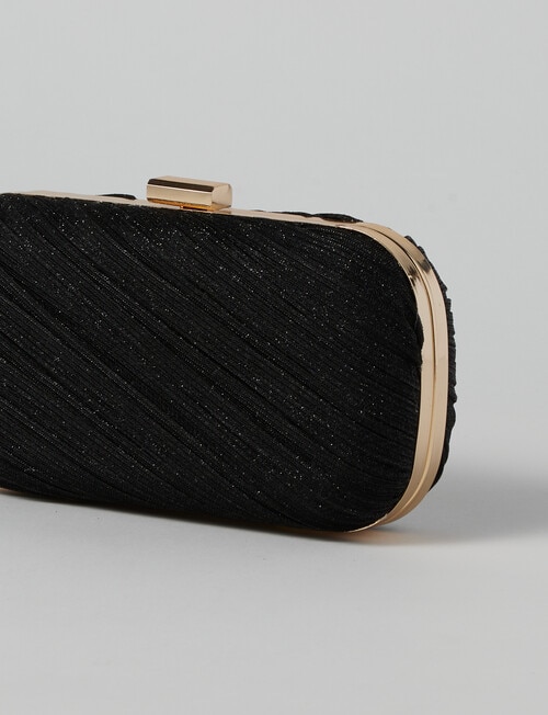Harlow Pleated Glitter Clutch, Black product photo View 05 L