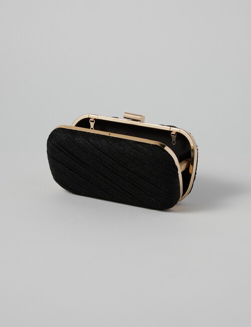 Harlow Pleated Glitter Clutch, Black product photo View 06 L
