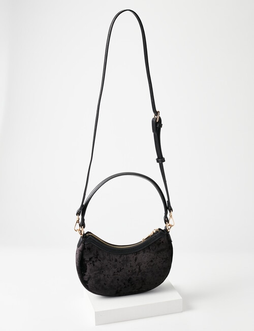 Harlow Velvet Petit Shoulder Bag, Black product photo View 02 L