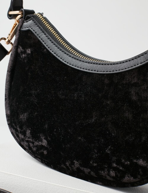 Harlow Velvet Petit Shoulder Bag, Black product photo View 03 L