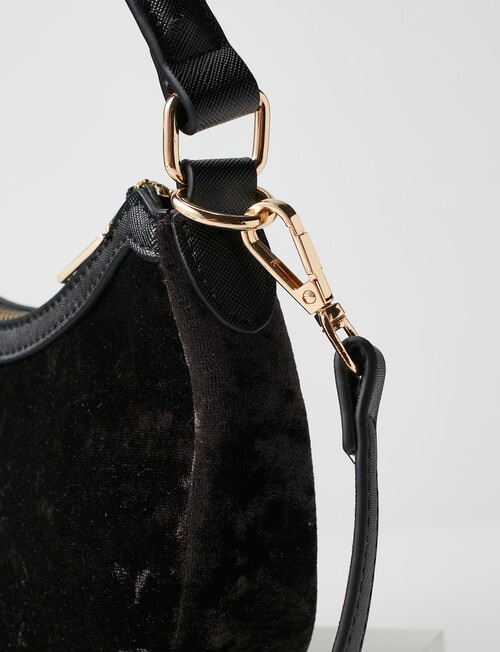 Harlow Velvet Petit Shoulder Bag, Black product photo View 04 L