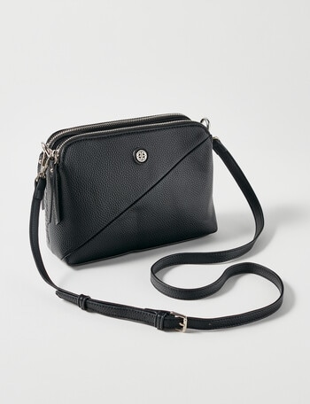 Boston + Bailey Double Zip Crossbody Bag, Black product photo