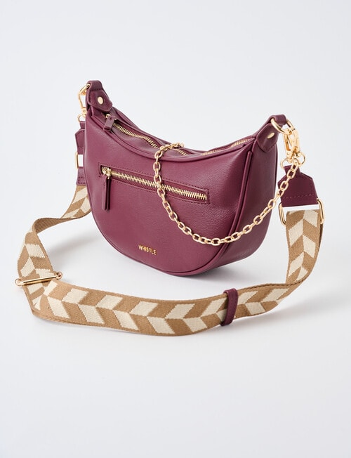 Whistle Accessories Moon Chain Crossbody Bag, Dark Plum product photo View 03 L