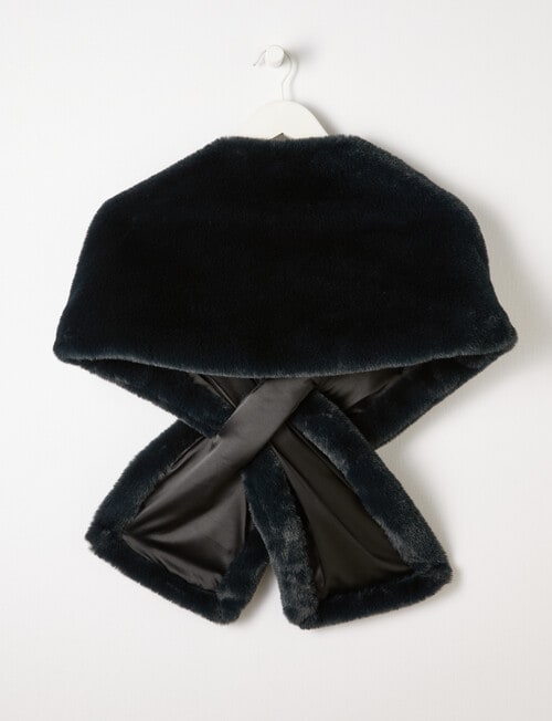 Harlow Faux Fur Evening Wrap, Navy product photo View 02 L