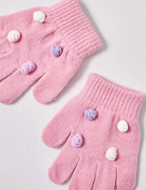 Mac & Ellie Pompom Glove, Flamingo, 3-16 product photo View 02 L