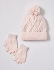 Mac & Ellie Textured Knit Sparkle Beanie Set, Chalk Pink, 3-16 product photo