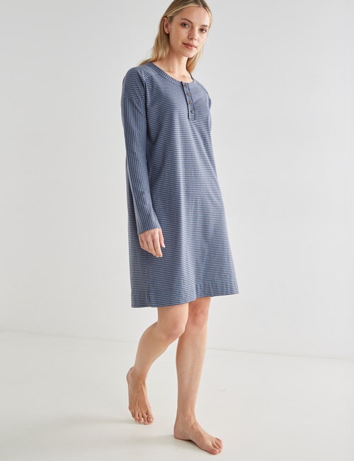 Mineral Lounge Soft Lounge Nightie, Steel & Granite Stripe product photo View 03 L