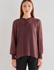 Oliver Black Houndstooth, Long Sleeve Fashion Blouse, Red product photo View 05 S
