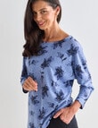Ella J Soft Touch Floral Batwing Top, Blue product photo View 05 S