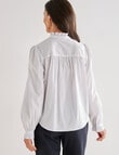 Ella J Stretch Cotton Ruffle Collar Shirt, White product photo View 02 S