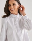 Ella J Stretch Cotton Ruffle Collar Shirt, White product photo View 04 S