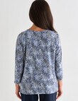 Ella J Soft Touch Batwing Top, Navy Dot product photo View 02 S