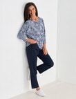 Ella J Soft Touch Batwing Top, Navy Dot product photo View 03 S