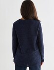 Ella J Textured Button Detail Top, Navy product photo View 02 S