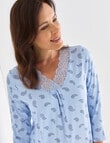 Ruby & Bloom Paisley V-neck Soft Touch Nightie, Blue , 10-26 product photo View 04 S