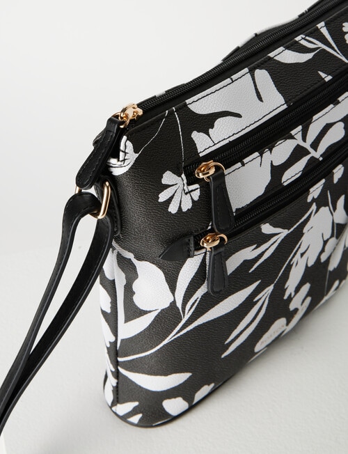 Boston + Bailey Gianna Floral Print Crossbody Bag, Black & White product photo View 04 L