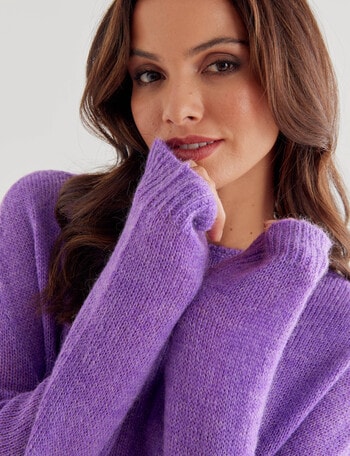 Whistle Long Sleeve Fluffy Jumper, Amethyst product photo