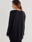 Whistle Long Sleeve Fluffy Jumper, Black product photo View 02 S