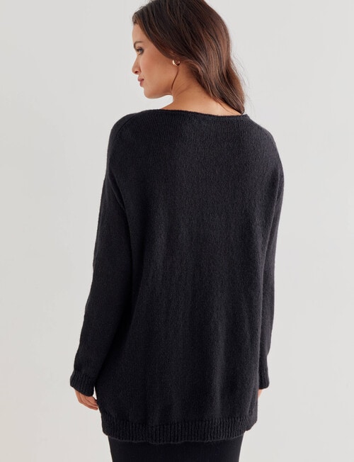 Whistle Long Sleeve Fluffy Jumper, Black product photo View 02 L