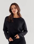 Whistle Long Sleeve Fluffy Jumper, Black product photo View 05 S