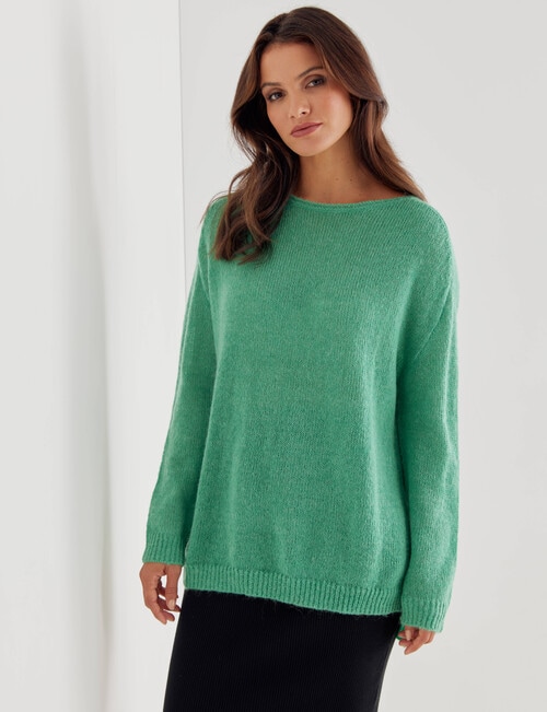 Whistle Long Sleeve Fluffy Jumper, Jade product photo View 05 L