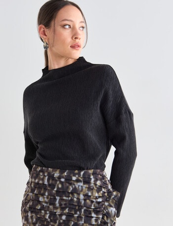State of play Ava Crinkle Top, Black product photo