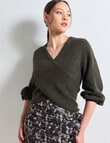 State of play Alpaca Wool Blend Wrap Sweater, Olive product photo View 05 S