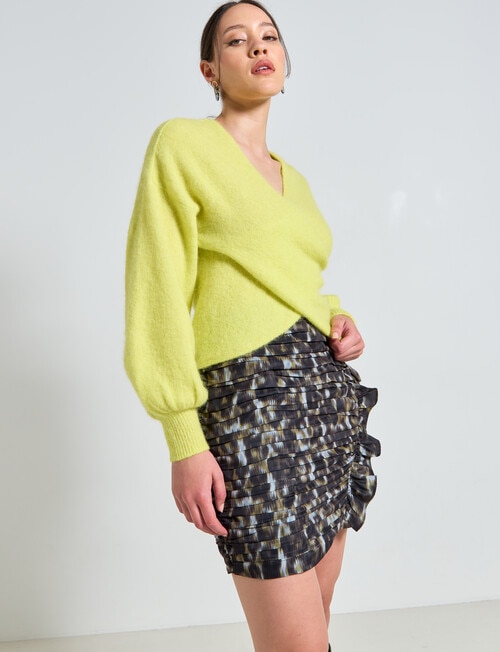 State of play Alpaca Wool Blend Wrap Sweater, Lime product photo