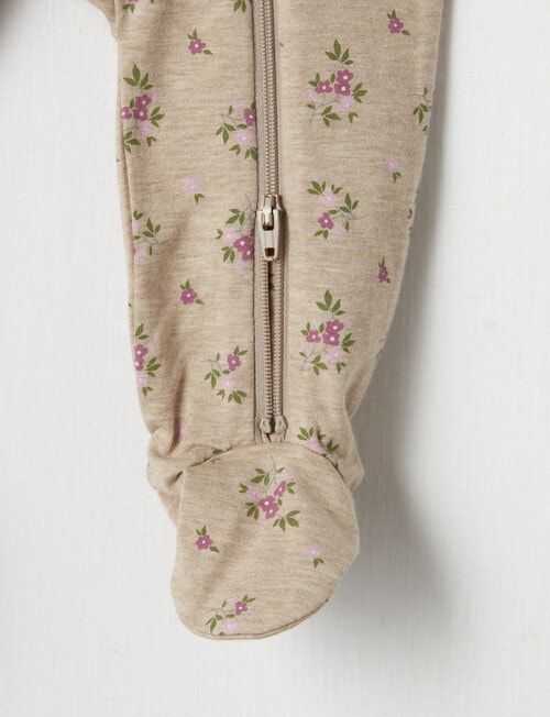 Teeny Weeny Sleep Oatmeal Flower Sleepsuit, Beige product photo View 03 L