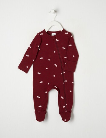 Teeny Weeny Sleep Cherries and Spot Sleepsuit, Red product photo