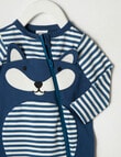 Teeny Weeny Sleep Stripe Fox Sleepsuit, Blue product photo View 02 S