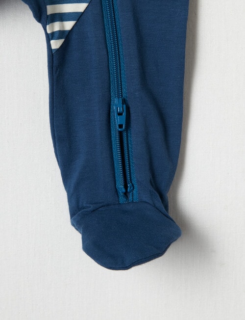Teeny Weeny Sleep Stripe Fox Sleepsuit, Blue product photo View 03 L