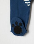 Teeny Weeny Sleep Stripe Fox Sleepsuit, Blue product photo View 04 S