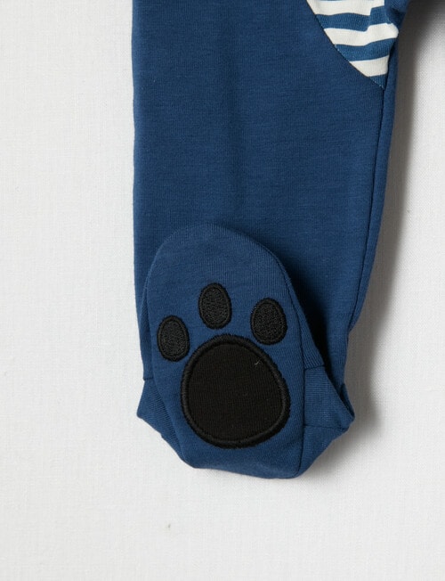 Teeny Weeny Sleep Stripe Fox Sleepsuit, Blue product photo View 04 L