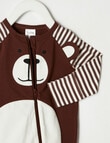 Teeny Weeny Sleep Stripe Bear Sleepsuit, Brown product photo View 02 S